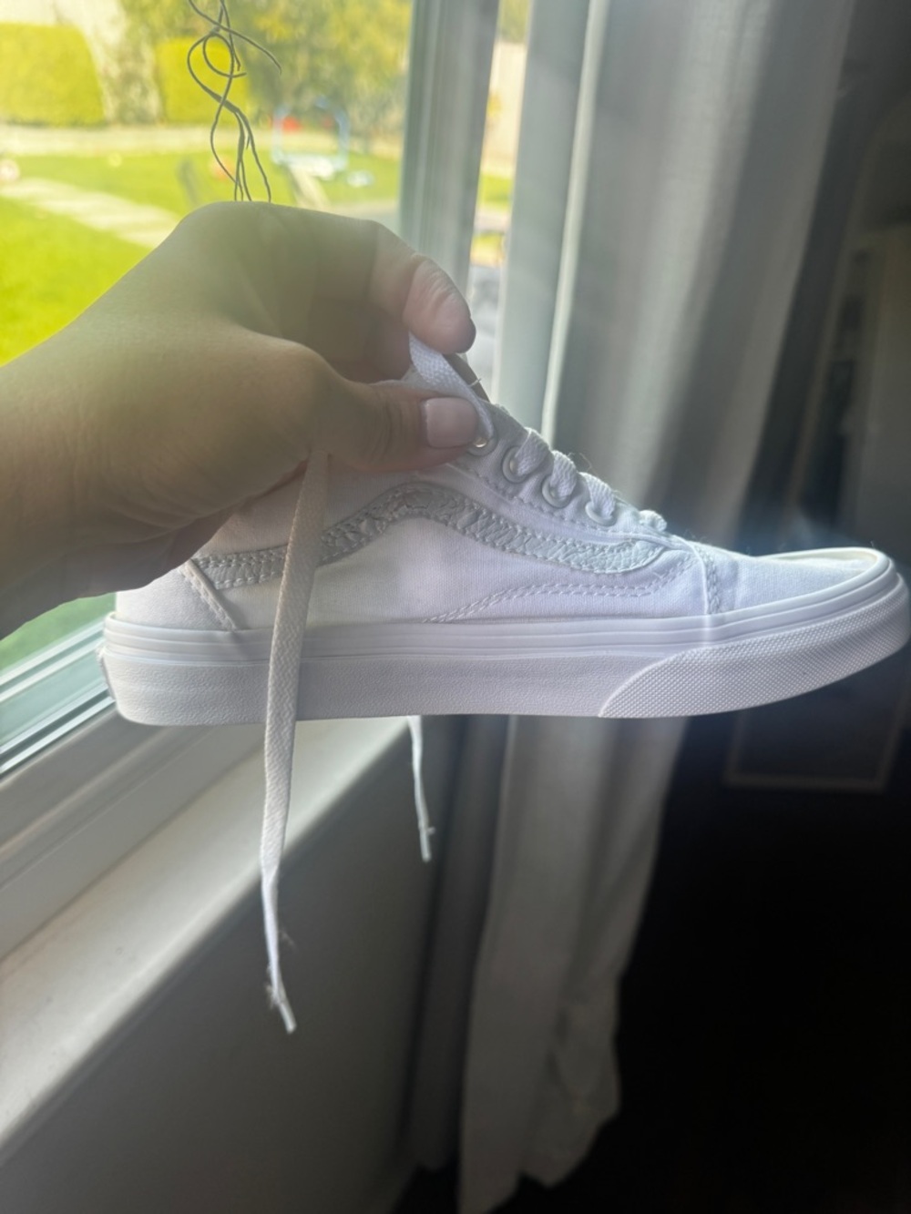All-White Canvas Vans Skate Shoe - Low Top